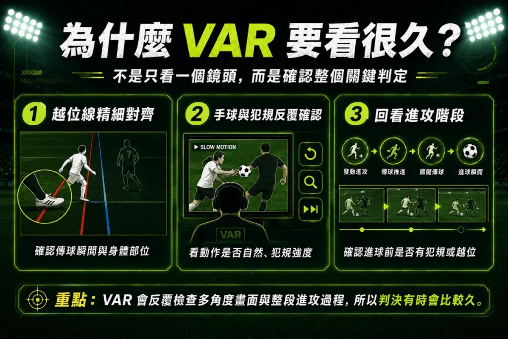 VAR 判決時間圖解：越位線、手球犯規與進攻階段回看原因