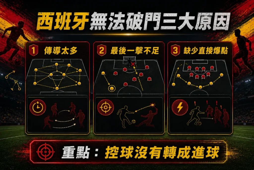 西班牙無法攻破維德角三大原因,整理傳導太多、最後一擊不足與缺少直接爆點。