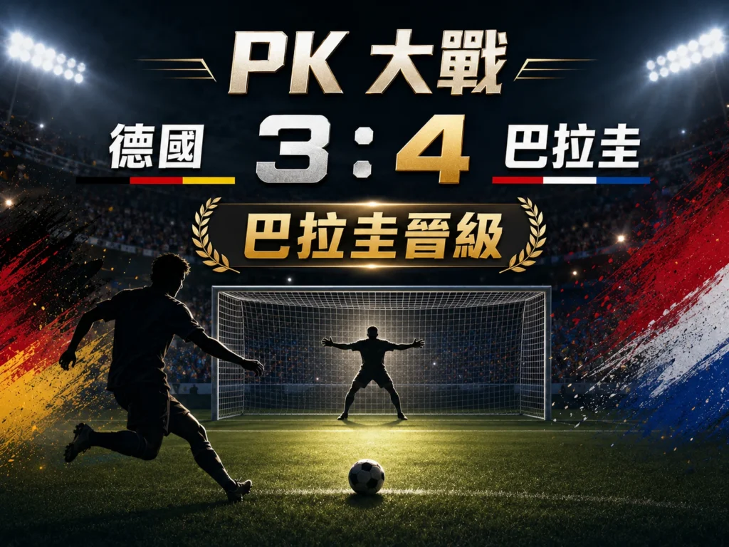 德國對巴拉圭PK大戰，巴拉圭4比3勝出晉級。