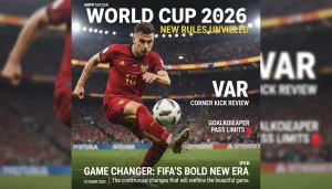2026年FIFA世界盃新規則示意圖，展示VAR技術應用於角球判罰