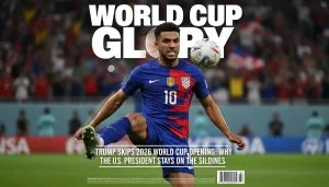 川普與FIFA主席因凡蒂諾在世界盃抽籤儀式上