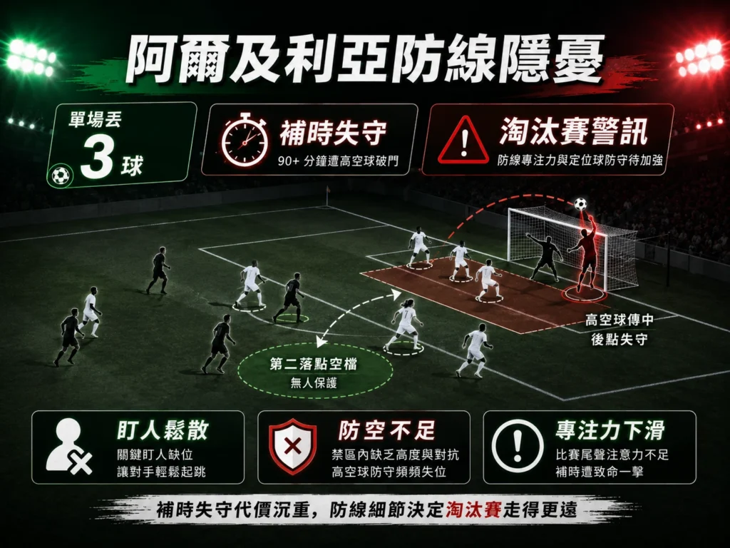 阿爾及利亞防線隱憂，補時失守與定位球防守成為淘汰賽警訊。