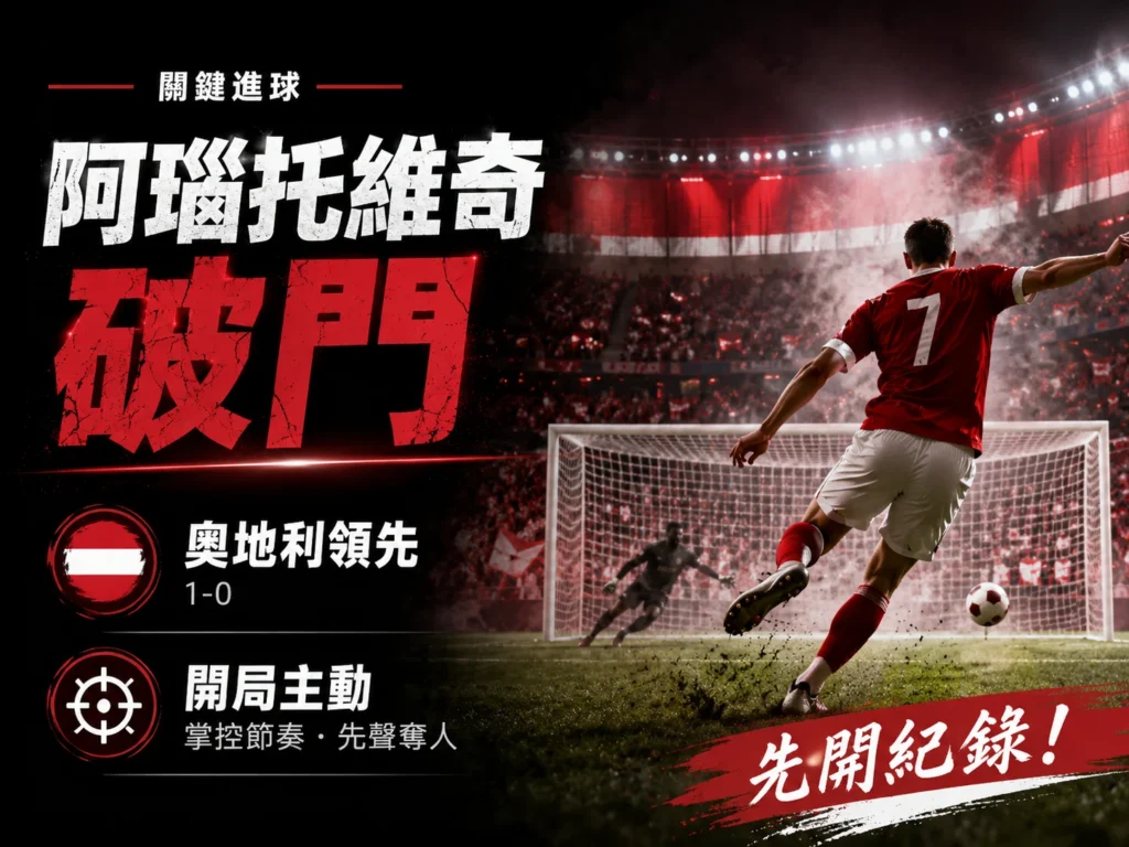 阿瑙托維奇率先破門，幫助奧地利取得 1 比 0 領先。