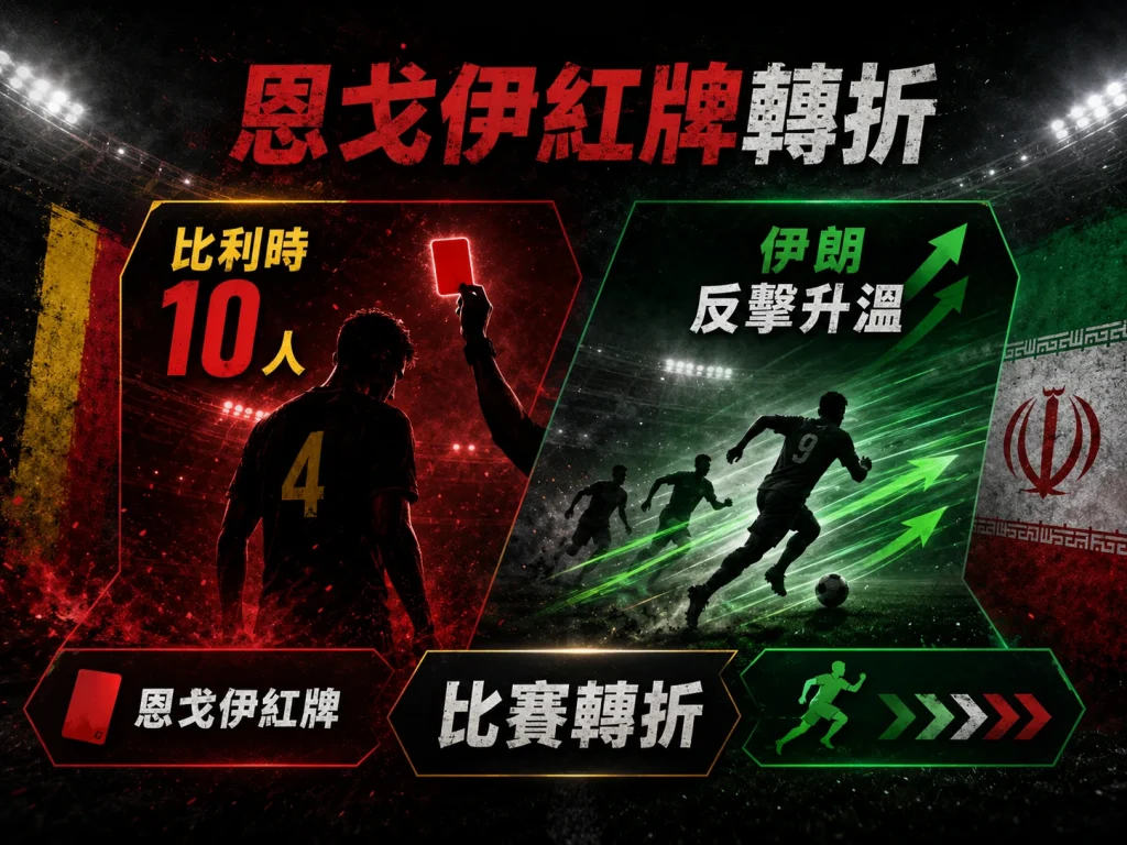 恩戈伊紅牌讓比利時對伊朗最後階段少打一人,伊朗反擊威脅提升。