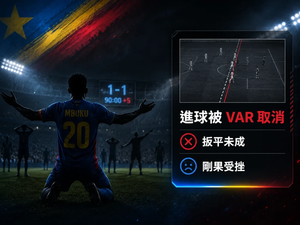 剛果進球被 VAR 取消，扳平未成讓比賽形勢受挫。