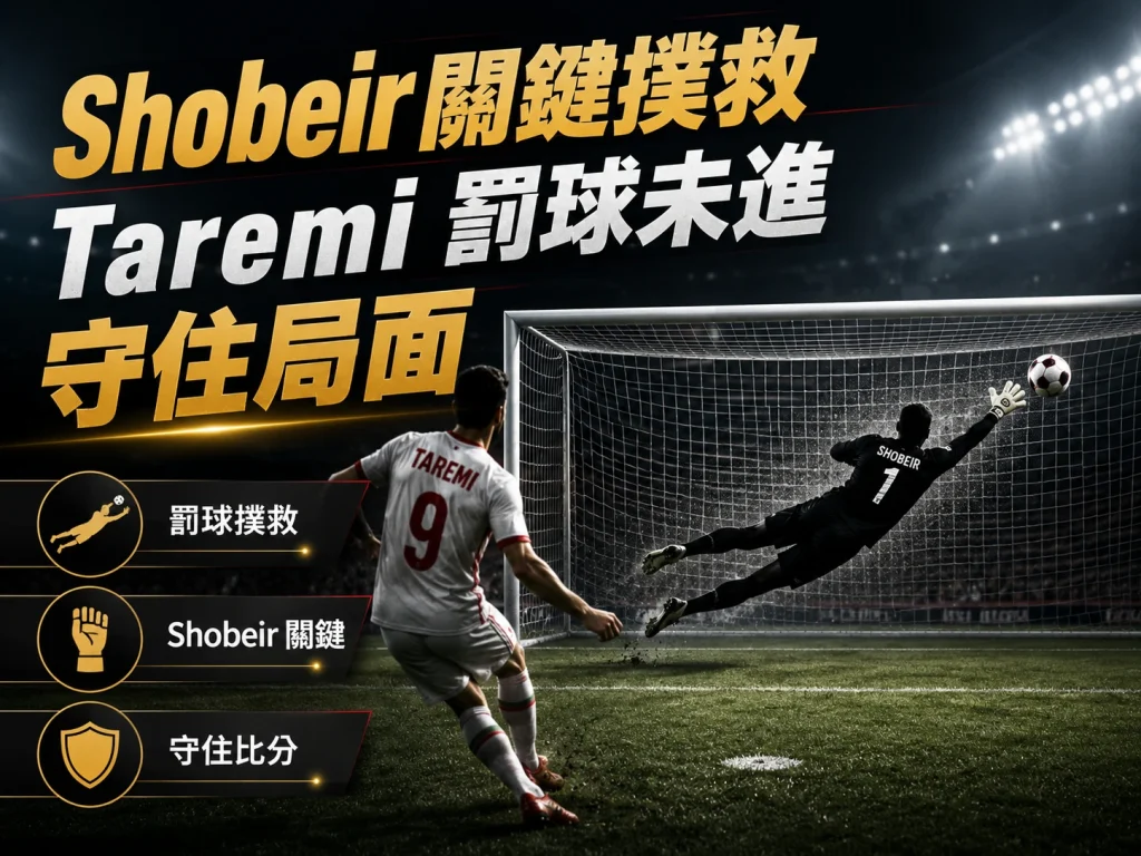 Shobeir 關鍵撲救 Taremi 罰球，幫助埃及守住平局。