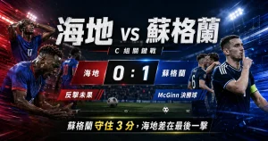 海地 vs 蘇格蘭賽後分析，整理海地 0 比 1 蘇格蘭、McGinn 進球與 C 組形勢。