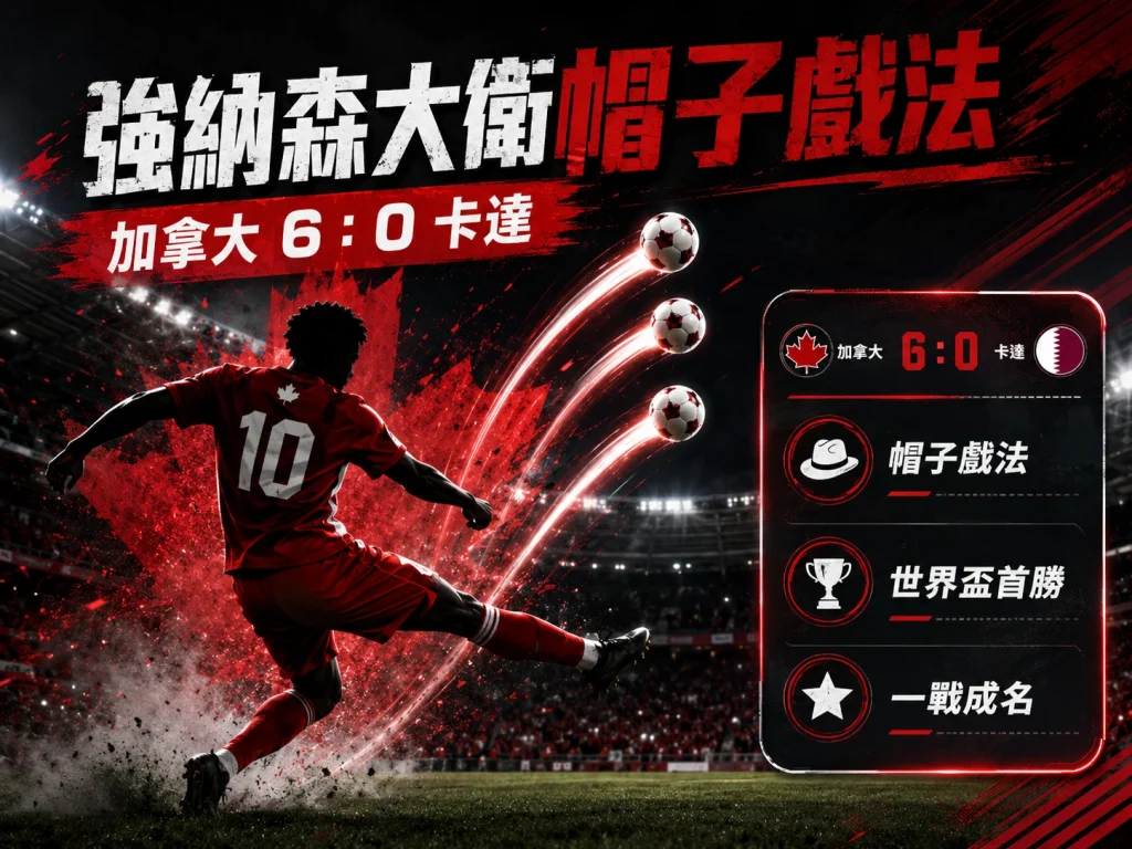 強納森大衛在加拿大 6 比 0 擊敗卡達的比賽中上演帽子戲法。