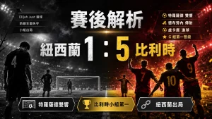 紐西蘭對比利時賽後分析，比利時 5 比 1 大勝紐西蘭，特羅薩德雙響，比利時小組第一晉級，紐西蘭小組出局。