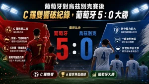 葡萄牙對烏茲別克賽後，C 羅梅開二度破紀錄，葡萄牙 5 比 0 大勝。