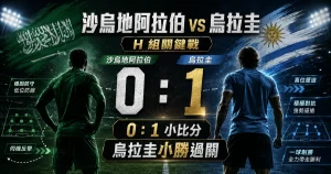 沙烏地阿拉伯 vs 烏拉圭預測，整理 0 比 1 小比分與烏拉圭小勝過關。