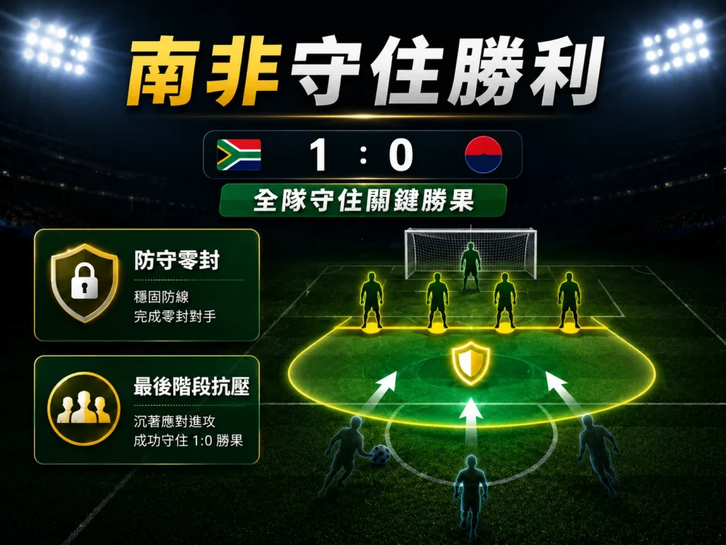 南非全隊守住 1 比 0 勝果，成功零封南韓。