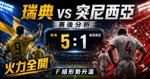 瑞典 vs 突尼西亞賽後分析，整理瑞典 5 比 1 大勝與 F 組形勢影響。