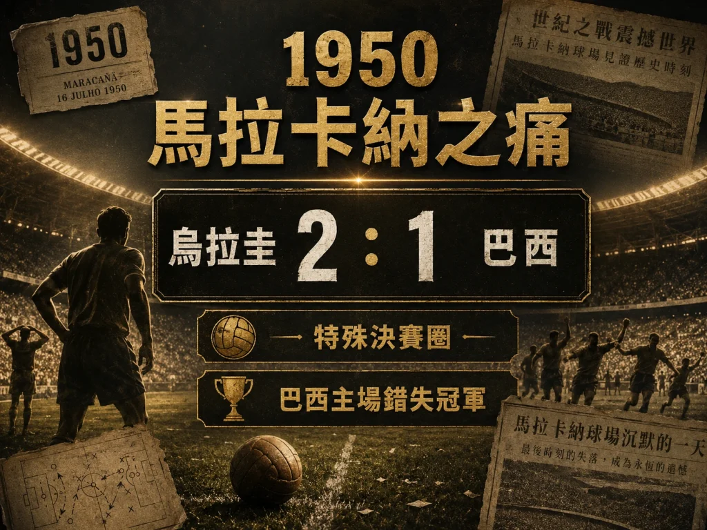 1950 世界盃烏拉圭 2 比 1 擊敗巴西，成為世界盃史上著名的馬拉卡納之痛。