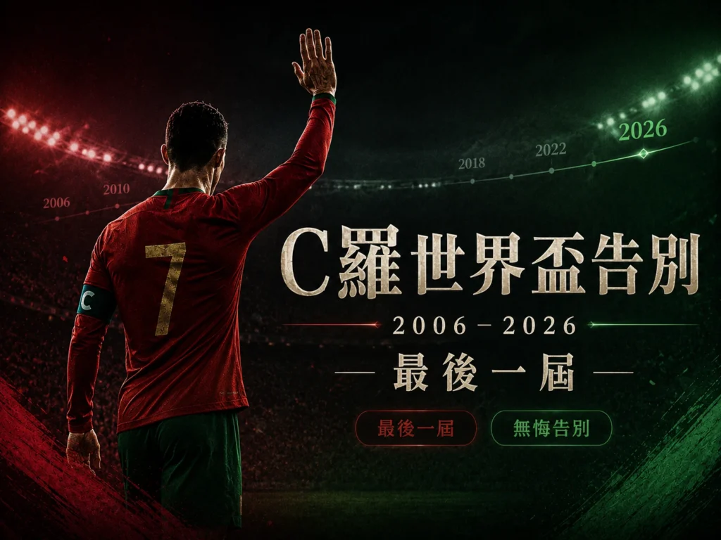 C羅世界盃告別主題圖,回顧2006到2026的葡萄牙國家隊歷程。