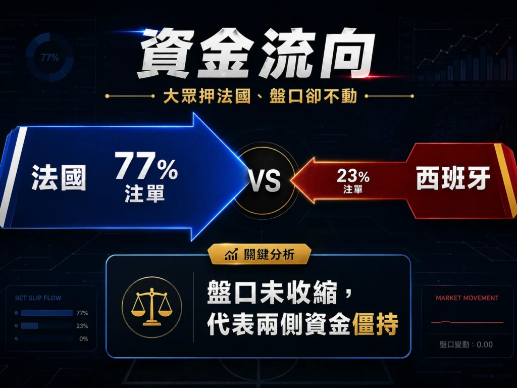 法國對西班牙資金流向整理,大票押法國但盤口暫時不動。