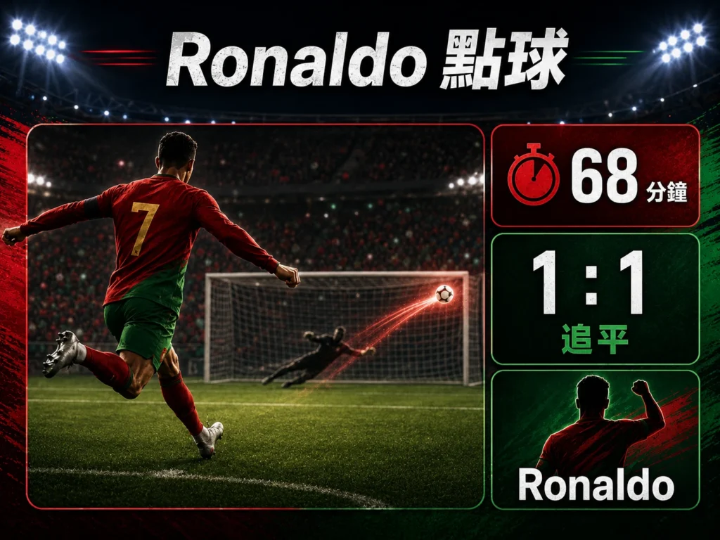Ronaldo 點球破門，葡萄牙追成 1：1 扳平克羅埃西亞。