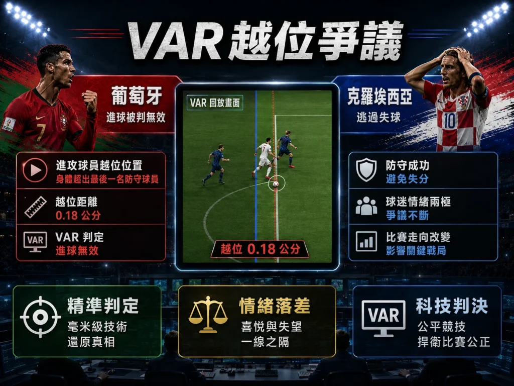 VAR 越位爭議解析，葡萄牙進球被判無效，克羅埃西亞防守避免失分。