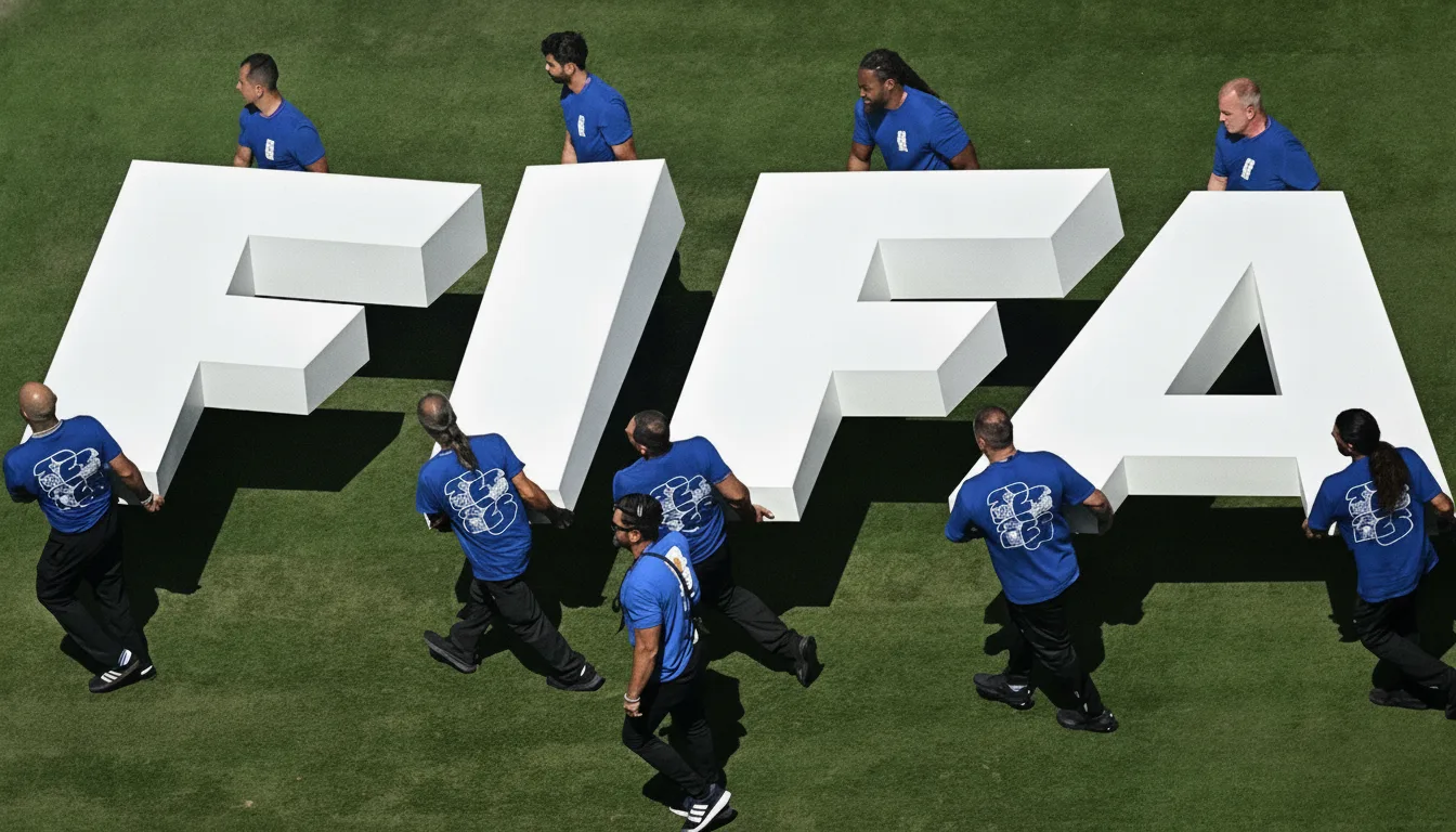 FIFA主席英凡蒂諾與歐洲足球聯賽標誌